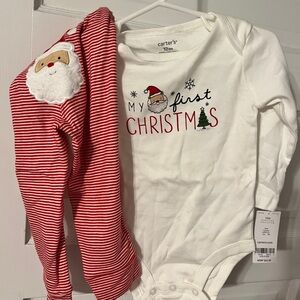 Carter's 12mo Baby’s First Christmas Onesie Set Santa